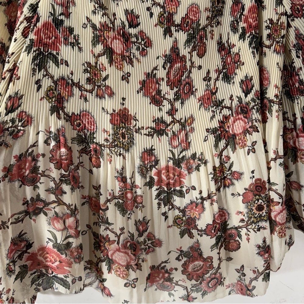 Aritzia Wilfred Floral Pleated Peasant Top tie sleeve - Picture 3 of 13